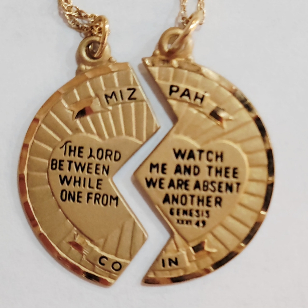 14K Gold Mizpah Pendant Necklaces
